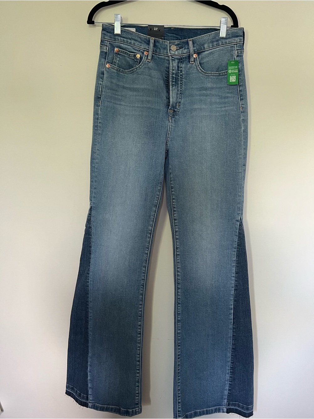 GAP Two-Tone Blue Flare Jeans with Dark Side Panels